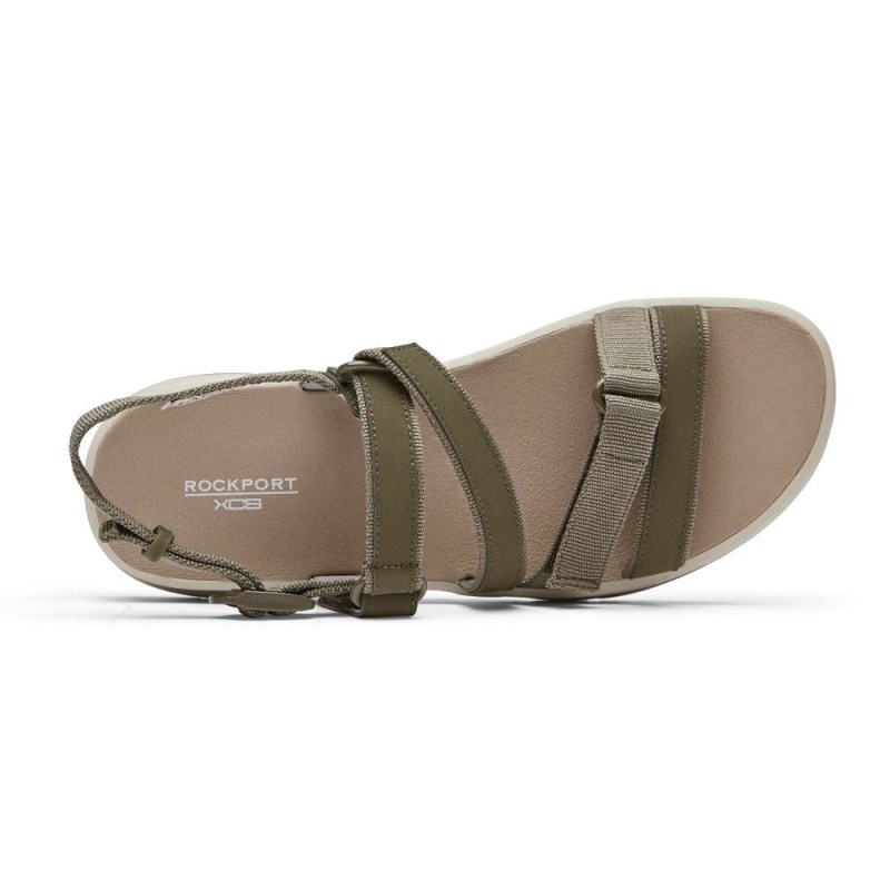 Women Rockport XCS Trail Tech Washable Strappy Sandals Olive USA | QZ5-82338