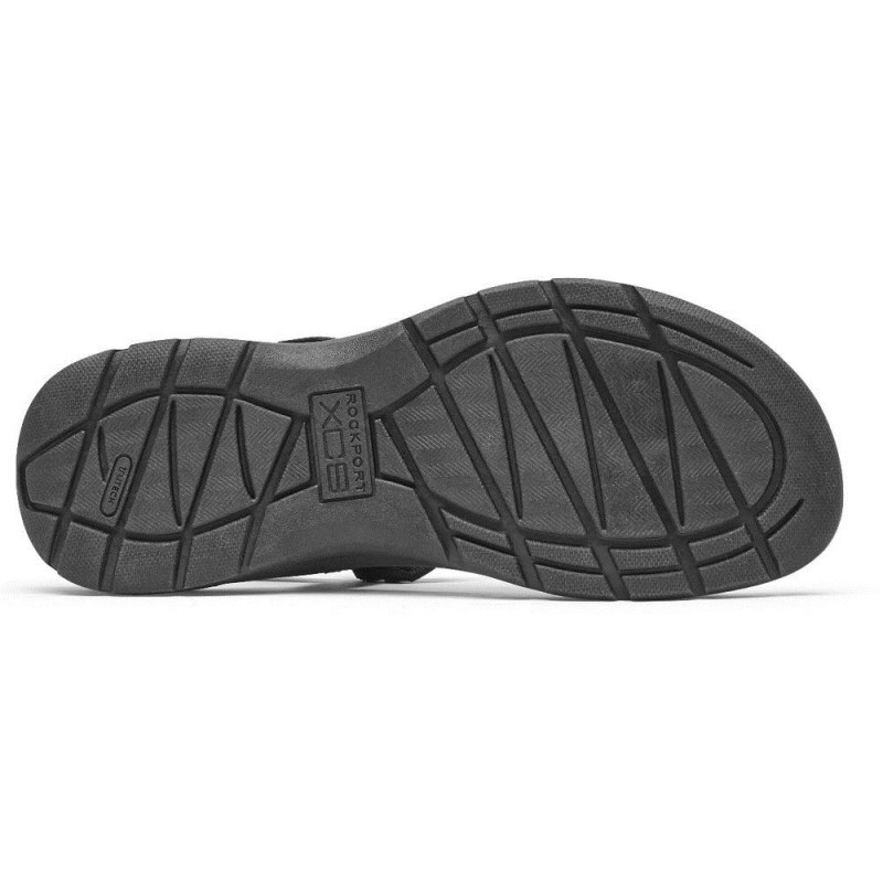 Women Rockport XCS Trail Tech Washable Strappy Sandals Black USA | QZ0-70797