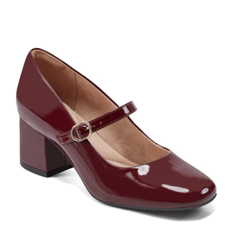 Women Rockport Xena Block Heel Mary Jane Dark Red USA | FQ0-19301