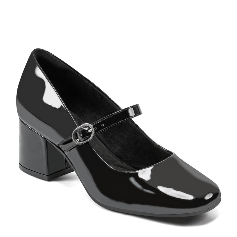 Women Rockport Xena Block Heel Mary Jane Black USA | DL5-48374