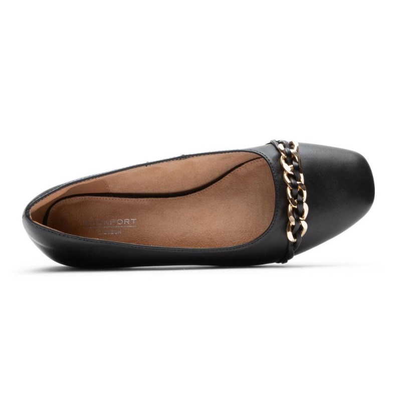 Women Rockport Zoie Chain Ballet Flats Black USA | CP2-73487