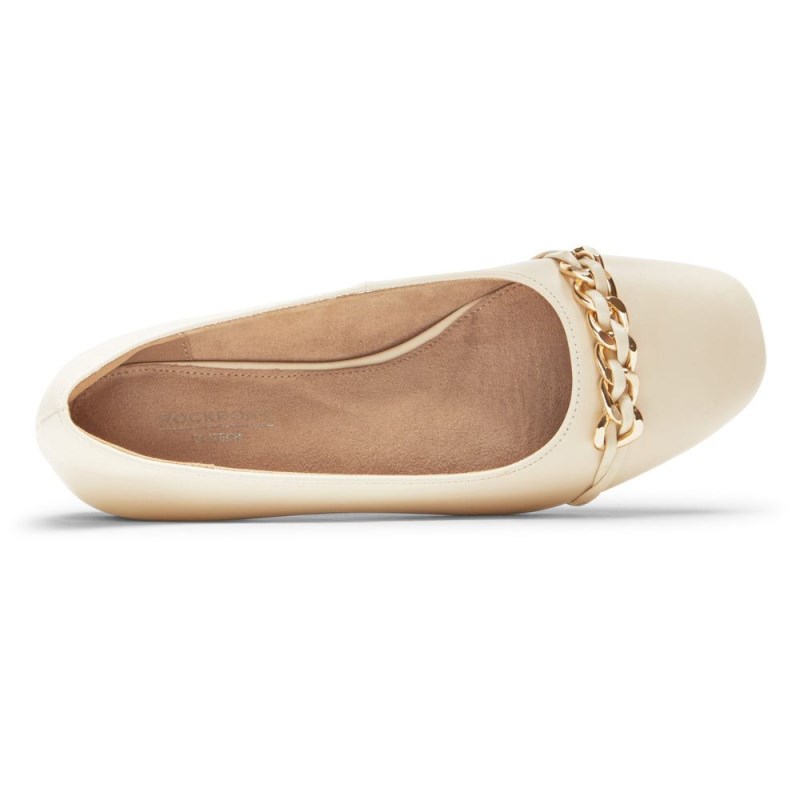 Women Rockport Zoie Chain Ballet Flats Cream USA | CI5-32793