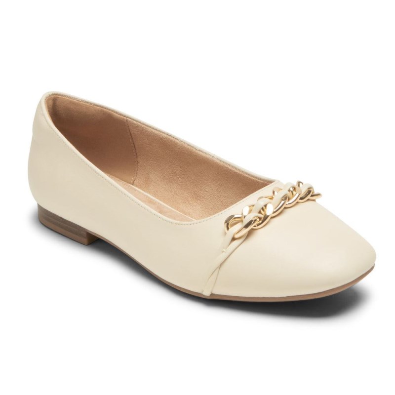 Women Rockport Zoie Chain Ballet Flats Cream USA | CI5-32793