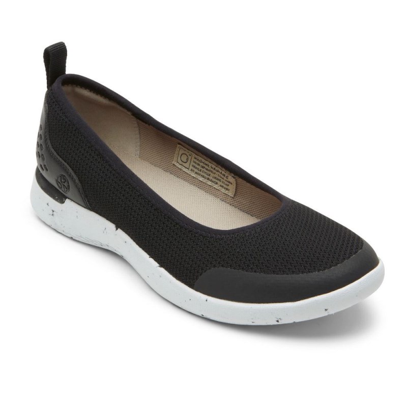 Women Rockport truFLEX Fly Knit Ballet Flats Black USA | FJ0-95729