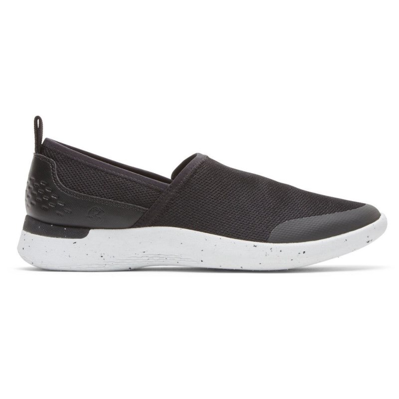 Women Rockport truFLEX Fly Washable Knit Slip Ons Black USA | CQ6-75707