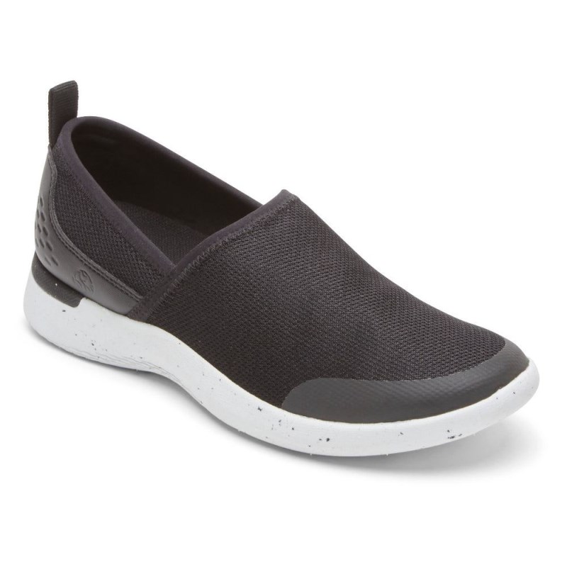 Women Rockport truFLEX Fly Washable Knit Slip Ons Black USA | CQ6-75707