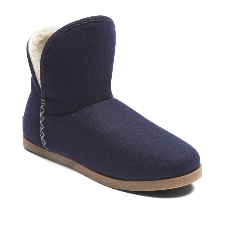 Women Rockport truTECH Veda Slipper Winter Boots Navy USA | HE4-69346